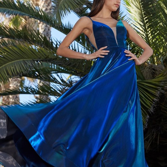 Cinderella's Closet Dresses & Skirts - TEAL METALLIC IRIDESCENT A-LINE DRESS CJ506
